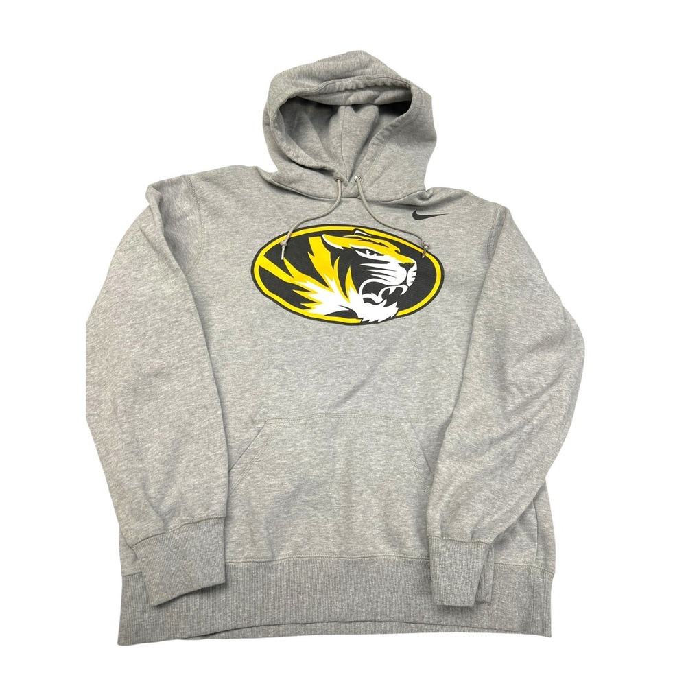 NIKE Dri-Fit MIZZOU HOODIE Missouri Tigers Gray Long Sleeve Men's Size Large